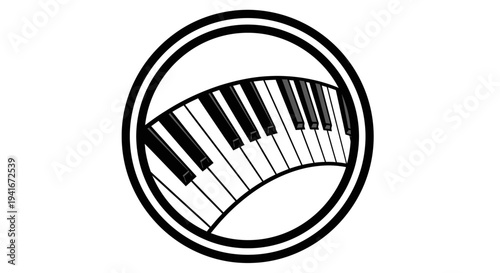 Black and White Piano Keys Illustration.