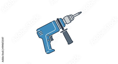 Blue Electric Drill Tool Illustration.