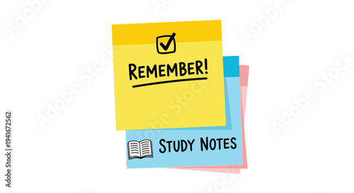 Set of 3 colorful sticky note icons vector