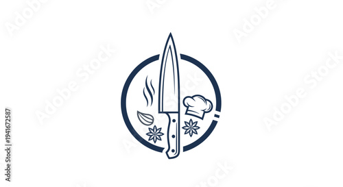 Chef Knife Logo Design Element Illustration.