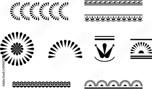black and white set of delimiters for text, dividers