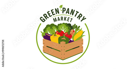 Fresh Produce in Wooden Crate Logo.