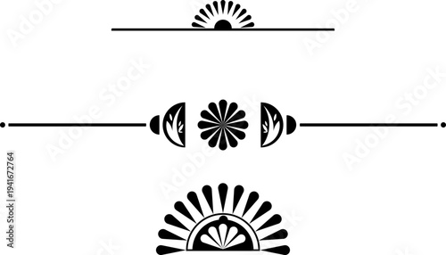 black and white set of delimiters for text, dividers