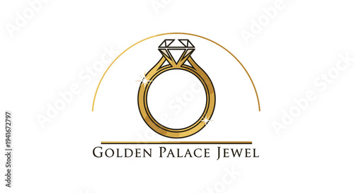 Golden Diamond Engagement Ring Illustration.