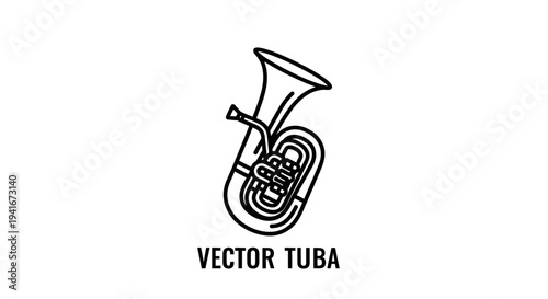 Vector Illustration of Tuba Instrument.