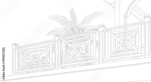 Ornate Fence with Decorative Posts and Panels.