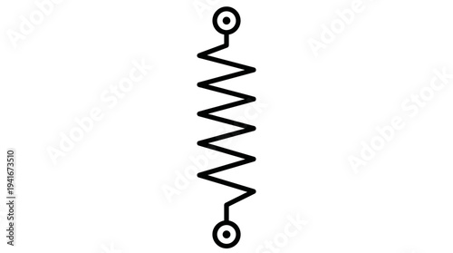 A simple black and white line drawing depicting a standard electrical resistor or mechanical spring symbol with two connection points.