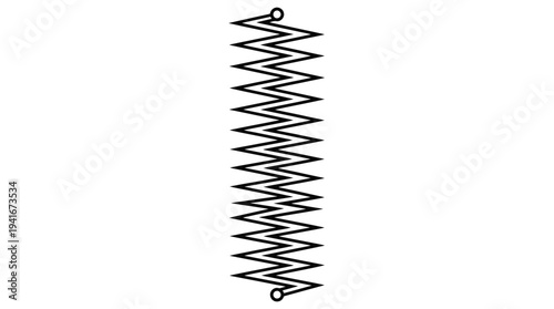 A simple black and white line drawing of a vertical coiled spring with attachment points at both ends.