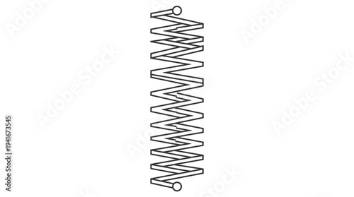 Simple line art illustration of a single helical compression spring, a common mechanical component used for storing and releasing energy in various applications.