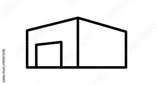 Simple Line Drawing of a Barn.
