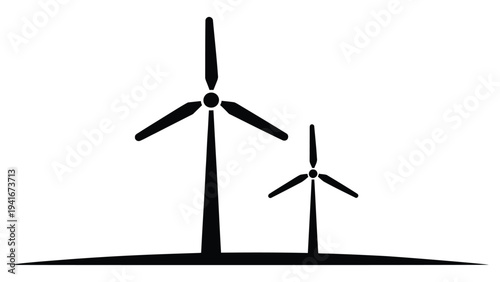 wind turbines renewable energy line illustration representing sustainable electricity production, green energy technology and eco power concept