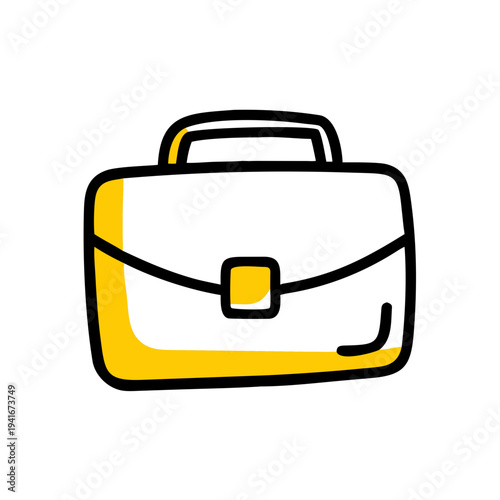 A stylized yellow and white briefcase with a flap closure isolated on white background, Vector