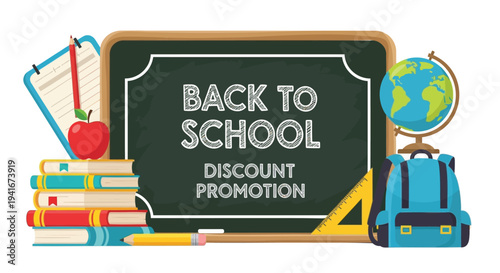 Back to school discount promotion vector illustration