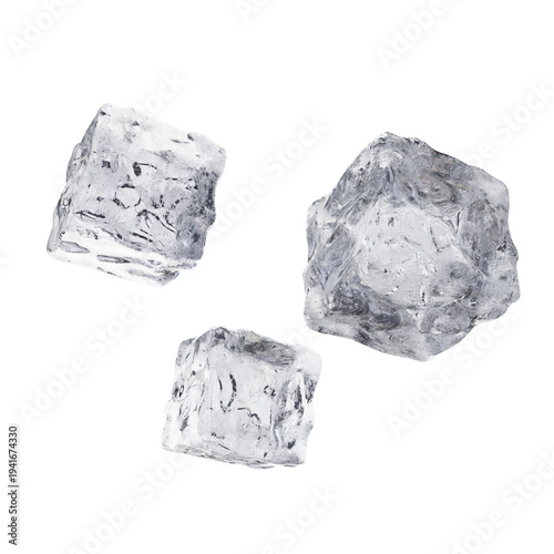 Принти на полотні 3D translucent jagged ice block isolated on white background, Realistic clear cr