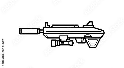 Futuristic Sci-Fi Weapon Concept Art with Silencer and Laser Sight