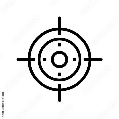 Target with concentric circles and crosshair for precision aiming isolated on white background, Vector