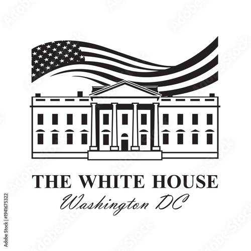 white house building icon in Washington DC isolated on white background