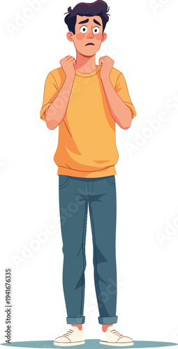 donna uomo paura improvvisa stato di emozione negativo, triste, offeso, sorpreso, emozionato, impaurito vettoriale