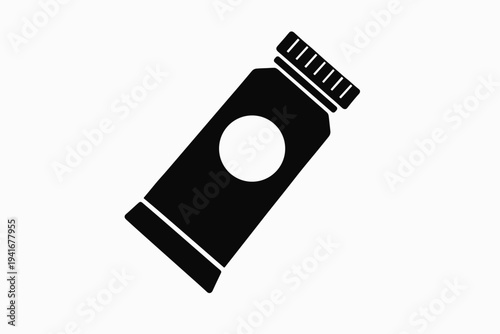 Simple squeeze tube icon on white background for cream, paint, or ointment packaging labels flat vector icon