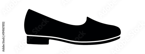 Simple low-heeled shoe silhouette flat vector icon for fashion or ui use