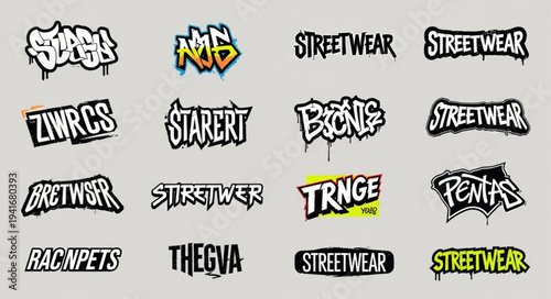 Collection of Streetwear-Inspired Graffiti Logos and Typography Designs.