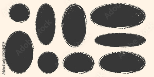 Text box frame rough grunge square, oval paint shape element. Brush frame rough rectangle box shape set. Vintage grunge boxes for collage, text, banner, sticker, poster design.