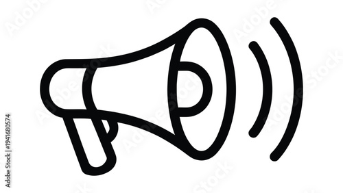 megaphone loudspeaker line icon representing announcement, marketing promotion, public communication, advertising message and notification concept
