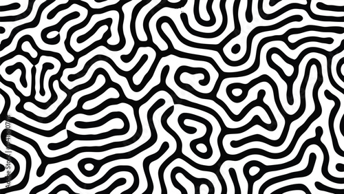 Black and white abstract line maze pattern vector