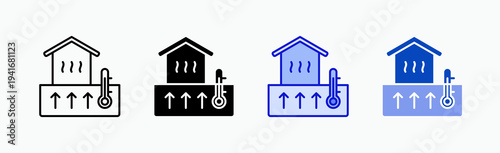 Geo Heat Icon Sheet Multiple Style Collection Isolated Vector