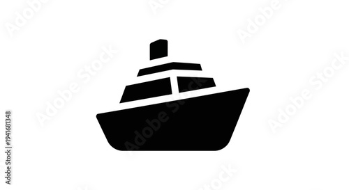 A simple black ship icon on a clean minimalistic background, Whisk_e63bbc9e256662889014a6357c360575dr eps file reference, used for transport and travel related graphic designs.