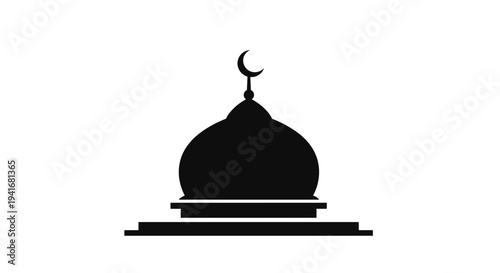 Islamic Dome Silhouette with Crescent Moon 3.