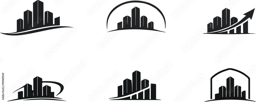 Obraz premium set of vector silhouettes of buildings