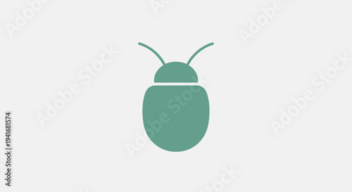 Simple green beetle bug insect icon on light background