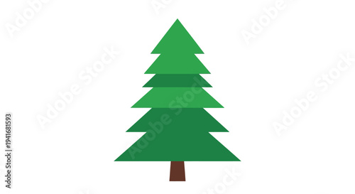 Simple green evergreen tree icon on white background