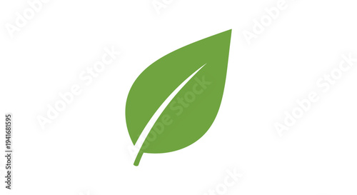 Simple green leaf icon graphic on white background