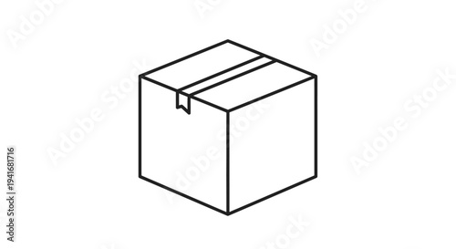 Simple outline icon of a sealed cardboard delivery box