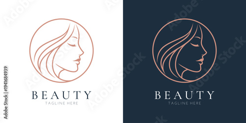 Elegant beauty woman face logo vector