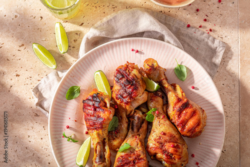 Crispy grilled chicken leg ...
