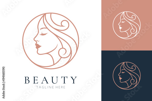 Elegant woman silhouette, beauty logo vector