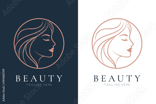 Elegant woman beauty salon logo vector