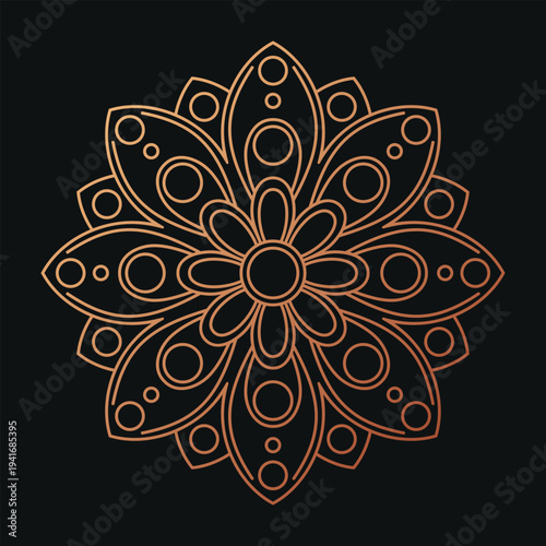 Elegant geometric floral mandala line art