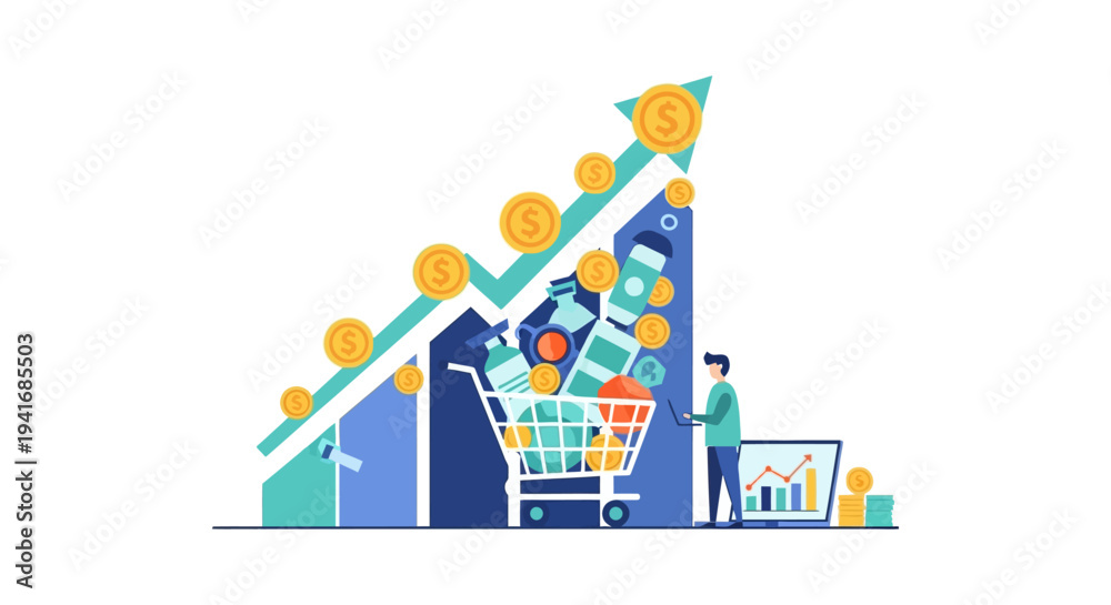 Fototapeta premium E-commerce Growth & Online Shopping Success with Digital Analytics