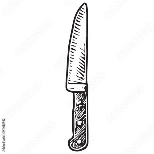 Butcher Kitchen Knife Illustration – Professional Meat Cutting Knife Engraving Style