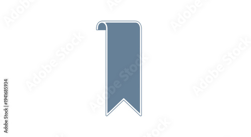 Vertical blue ribbon bookmark icon with rounded top