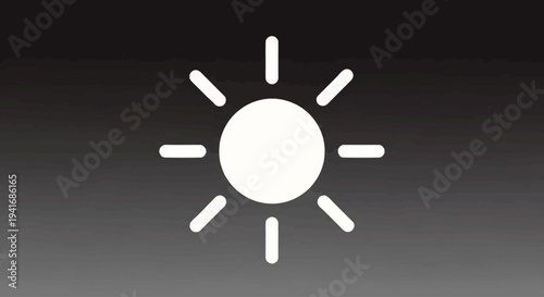White sun icon for brightness adjustment on dark background