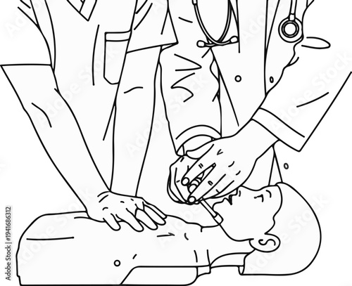 Medical professionals performing resuscitation on a patient