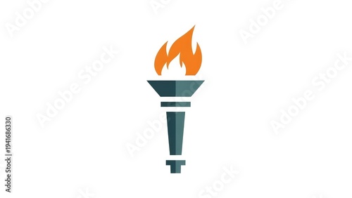 Olympic Torch Icon with Flames Illustration.