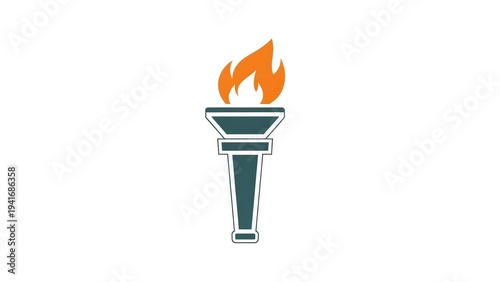 Olympic Torch Icon with Flames Illustration.