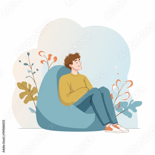 phlegmatic personality calm person flat vector illustration isolated on white background