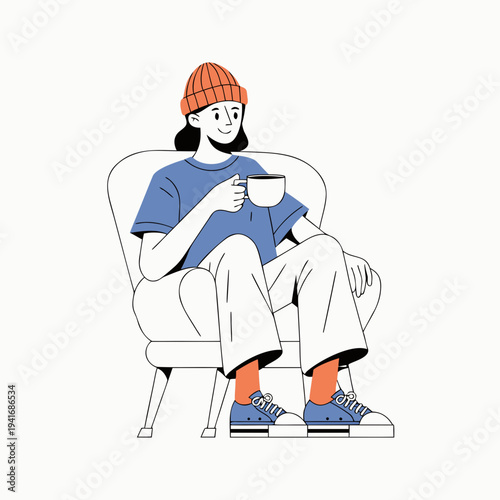 phlegmatic personality calm person flat vector illustration isolated on white background